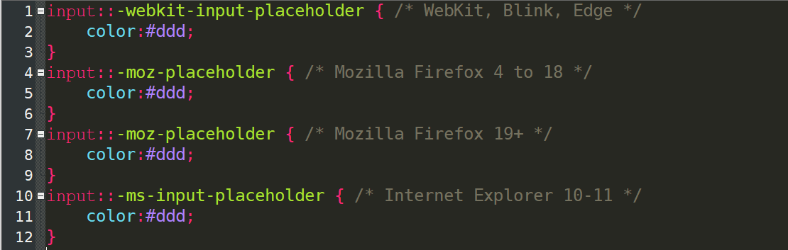 HTML中input的placeholder属性的CSS样式定义